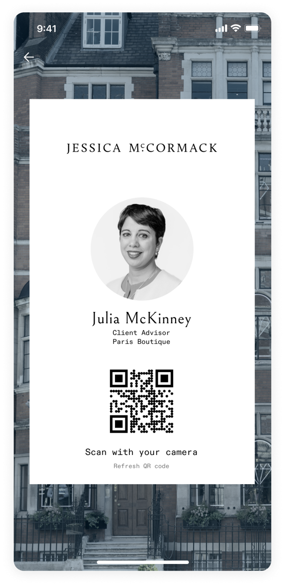Jessica McCormack: client advisor QR card